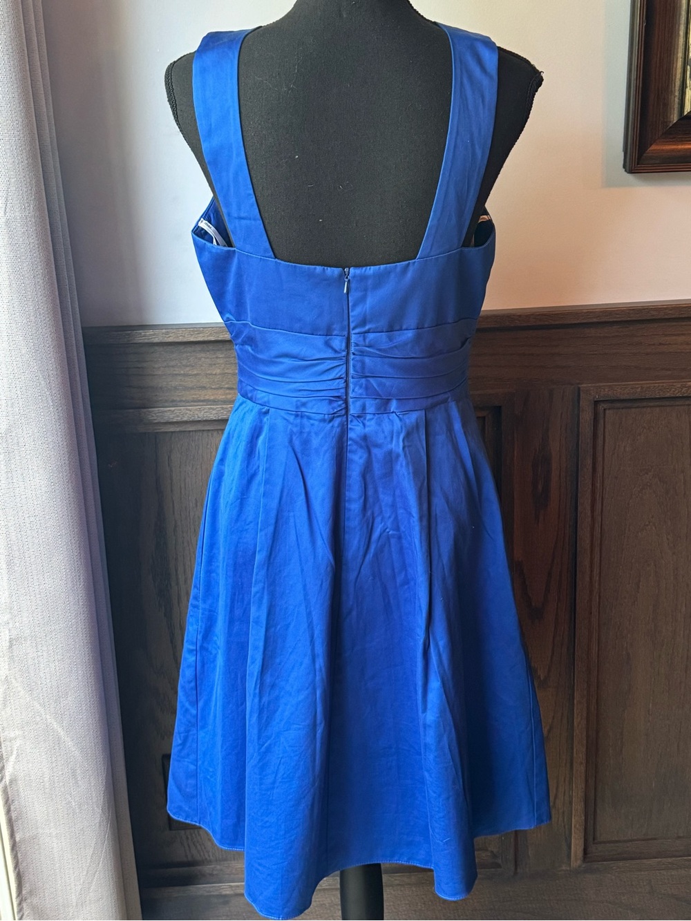 David's Bridal Royal Blue Cross-Over Halter Fit & Flare Mini Dress sz 8 - Picture 3 of 7